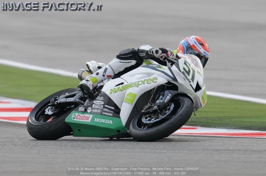 2010-06-26 Misano 0680 Rio - Supersport - Free Practice - Michele Pirro - Honda CBR600R
